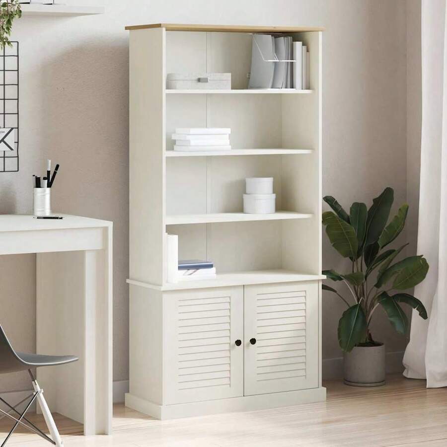 vidaXL VIGO Bücherregal Weiß 85x35x170 cm Massives Kiefernholz - Weiss - Übersicht 1