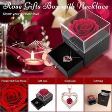 玫瑰花礼盒，玫瑰项链首饰盒，玫瑰心形吊坠项链，2026年礼物，送给女朋友，时尚新娘首饰，送给妻子，女朋友，浪漫心形项链礼盒套装，情人节礼物，节日礼物，生日礼物，玫瑰，礼盒，心形项链，首饰配件 - 彩色 - 查看 5