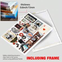 1pc Printable Retro Matchbook Collage Poster Custom Couple Art Personalized Canva Template Anniversary Valentines Or Birthday Custom Poster, Room Decor, Customized Wall Art, Pictures Custom Photo, Customizable Things, Optional Frame. - Multicolor - View 5