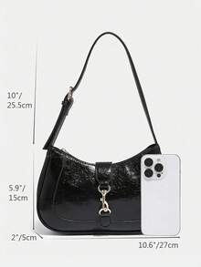 1pc Retro Minimalist Hook Decor Adjustable Shoulder Strap Crescent Shape Bag, Suitable For Date, Outing, Party, Burgundy Glossy Crescent Shoulder Bag With Gold Metal Buckle Vintage Tote, Commuter Date Bag For The Discerning, Small Capacity Lightweight Underarm Bag, Top Handle Versatile Casual Design, Spring/Summer Fashion Underarm Pouch With Adjustable Strap, Large Capacity For Everyday Use, Spacious Capacity, Street & Japanese Bag For Women, Y2K Perfect For Spring, Summer, Autumn & Winter, Suitable For Women, Students And Office Workers Commuting, Casual Use Of Small Bags, Suitable For Girls, Ladies, Students, Office Workers, Commuting, School Outfits, Burgundy Red, Fashionable Burgundy Bag, Retro Inspired Bag For Women------Valentine's Day, Valentines, Valentines Day, Bag Charm, Purse Charm, Bag Charms, Beach Accesories For Women, Beach, Beach Bag, Vacation Essentials, Airplane Travel Essentials, Cruise Essentials, Valentines Gift, Valentine's Day Gift [US-Based Shipping]. - 黑色 - 查看 7