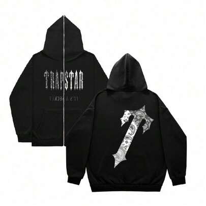 TRAPSTAR Letter Print Men's And Women's Thermal Loose Zip Hoodie Sweater