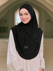 1 件女士时尚纯色弹性下巴覆盖头巾，头巾围巾，适合日常长袍服装头带透气帽下女士面纱