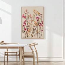 1 szt. Oprawiony/nieoprawiony plakat na płótnie z motywem kwiatowym w stylu boho, pastelowy różowy bukiet dzikich kwiatów, wydruk ścienny, odpowiedni do mieszkania, salonu, sypialni, nowoczesnego wystroju domu, stylu wiejskiego - Wielokolorowe - Zobacz 3