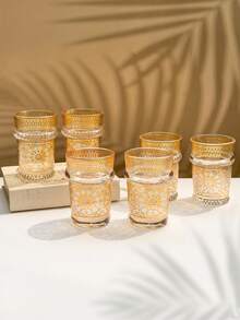 Bộ 6 tách trà thủy tinh kiểu Ma-rốc, dung tích 130ml/4.4oz, thích hợp cho trà bạc hà, latte, espresso, Americano, cappuccino, tuyệt vời cho gia đình, nhà hàng, nhà bếp, tiệc tùng, đám cưới, bộ đồ ăn. - Nhiều màu - Xem 4