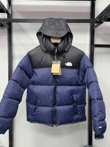 Men's Winter Plaid Hooded Cotton Jacket - Thickened Warm  Casual Coat - 藏蓝色 - 查看 2