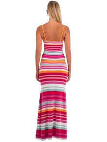 Women's Two-Piece Skirt Set, New For Summer, Featuring A Striped Sleeveless Camisole Top And A Slim-Fitting Long Skirt, Perfect For Y2K-Style Vacation And Casual Outings. - 紅色 - 查看 2