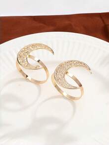 Hollow Moon Metal Napkin Ring Set, Eid Napkin Rings, Suitable For Wedding, Ramadan Banquet Table Decor - Multicolor - View 9