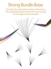 SONG LASHES 14D 500fans Curl D Loose Fans Pointy Base Premade Fans 0.03 Thickness 8-15 Promade Fans Eyelash Extensions Sharp Thin Base - D - View 7