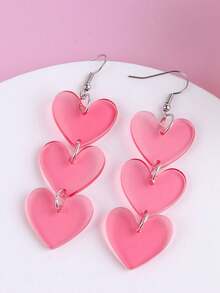 A Pair Of Valentine's Day Earrings With Three Sets Of Acrylic Earrings, Designed With A Transparent And Fashionable Feel, Suitable For Daily Work And Life Matching. Made Of Copper Material With Low Allergies And Anti Fading Properties, It Is A Valentine's Day, Birthday, And Anniversary Gift For Girlfriends, Girlfriends, Mothers, And Wives