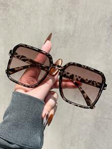 一副豹纹波西米亚风PC（聚碳酸酯）眼镜，时尚百搭 - 彩色 - 查看 3