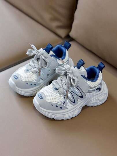 1 par de zapatos para caminar transpirables de malla para niños y niñas, suela blanda antideslizante, zapatillas versátiles para uso casual y exterior, adecuadas para primavera, verano, otoño e invierno