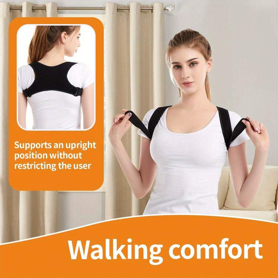 Unisex Adjustable Posture Orthotics Back Support Strap - Grade Waist Support Strap With Adjustable Shoulder Strap And Thickened Gasket, Breathable Anti-Slip Design For Lower Back, Spine, Men And Women (Sitting, Standing, Traveling), Female Posture Orthotics, Back Posture Orthotics, Back Support Straps, Back Corrections, Men's Back Posture Orthotics, Men's Back Support Straps, Shoulder Posture Orthotics, Back Support Orthotics, Posture Corrections Back Supports, Women's Back Posture Orthotics, Women's Back Support Straps, Spinal Orthotics, Posture Orthotics, Hunchback Orthotics, Shoulder Orthotics, Men's Back Orthotics, Women's Posture Correction Back Support, Men's Posture Correction, Back Stretcher, Men's Shoulder Posture Correction, Women's Shoulder Support Strap - 黑色 - 查看 1