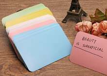 100 piezas Tupalizy Tarjetas de mensaje en papel en blanco pequeñas, tarjetas de visita, tarjetas de vocabulario de doble cara, etiquetas de regalo DIY (5 colores) - Blanco - Ver 2