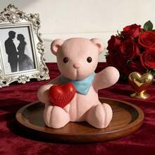 Wax Product Mold 3D Cute Teddy Bear ( Scarf & "Heart) Shape Silicone Wax Mold - DIY Scented Candle Craft Tool For Valentine's Day, Christmas, Anniversary & Easter Romantic Home Decor & Sweet Handmade Gifts - Waving Heart Bear Mold - View 7