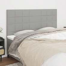 vidaXL Tête de lit Gris clair 200x5x118/128 cm Tessuto - Grigio - Visualizzare 1
