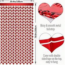 10-Piece Set 3.2 Ft * 6.6 Ft Valentine's Day Metallic Foil Tassel Backdrop, Red/Purple Heart-Shaped Wire Tassel Strips, Photography Prop Backdrop Fabric, Engagement Wedding Party Decorations - Màu tím - Xem 2