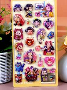 各种可爱有趣的卡通小动物3D立体浮雕贴纸，装饰贴纸，适用于日记本/手机，颜色随机搭配 - 彩色 - 查看 4