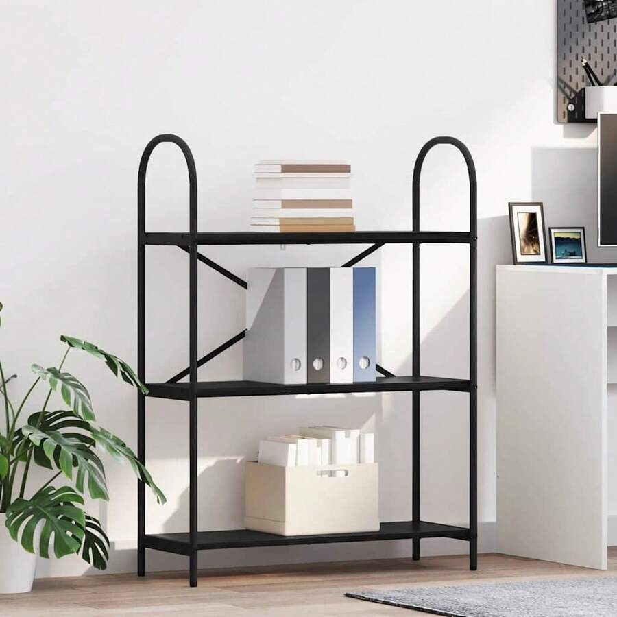 vidaXL Étagère Chêne noir 80 x 30 x 109 cm Bois d'ingénierie - Noir - Voir 1