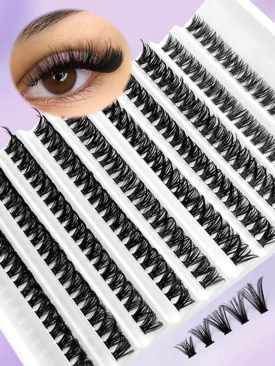 200pcs Curled & Voluminous False Eyelashes, 60D Mixed Length, Soft & Natural Mink-Like Lashes, Suitable For All Makeup Styles - CC - View 1