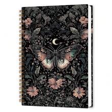 Nvucamd Witchy Celestial Butterfly Floral Spiral Notebook, Gothic Butterfly Moth Journal Notebook For Women, Dark Cottagecore Moth Flower Journaling Notebooks, Witchy Gifts Office Supplies, 5.5x8.3 Inch - 蝴蝶花 - 查看 1