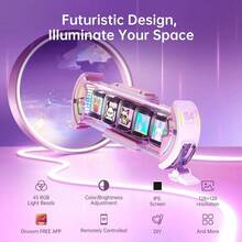 Times Gate Reloj digital para juegos, control inteligente por aplicacin, pronstico meteorolgico, mercado de valores tasa de cambio, redes sociales, exhibicin de arte en pxeles rosa - Rosa - Ver 4