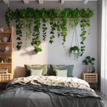 1/2/3/4/5/6 chiếc Dây leo giả lá mây, dây thường xuân xanh, kim ngân leo, nho, lá khoai lang và dây leo thường xanh thích hợp để trang trí tường phòng ngủ trong các dịp lễ hội, trang trí bàn tiệc cưới, chiếu sáng sân vườn, trang trí nhà cửa, quà tặng, sinh nhật, lễ tốt nghiệp, v.v. - Nhiều màu - Xem 4