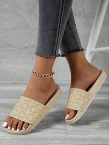 Dép nhựa đế cao su đàn hồi thời trang mới dành cho nữ, thoải mái mềm mại đa năng nhẹ bền đi lại trong nhà dép đi trong nhà chống sốc - Màu be - Xem 13