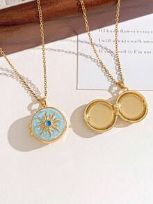 定制照片吊坠项链，太阳吊坠 - 个性化照片，送给妈妈、女朋友的个性化礼物，纪念首饰，送给她的礼物，纪念项链 - 彩色 - 查看 5
