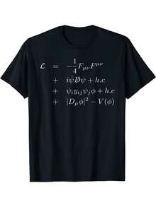 Standard Model Lagrangian Of Particle Physics Higgs Boson T-Shirt Funny Graphic Tee For Men 100% Cotton Breathable Fabric Short Sleeve Shirt - màu đen - Xem 2