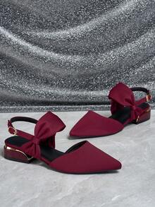 Giày bệt nữ có nơ trang trí, kiểu dáng thanh lịch cơ bản, phù hợp đi làm, công sở, dự đám cưới, dã ngoại và mọi mùa. - Màu Đỏ Sâu - Xem 5