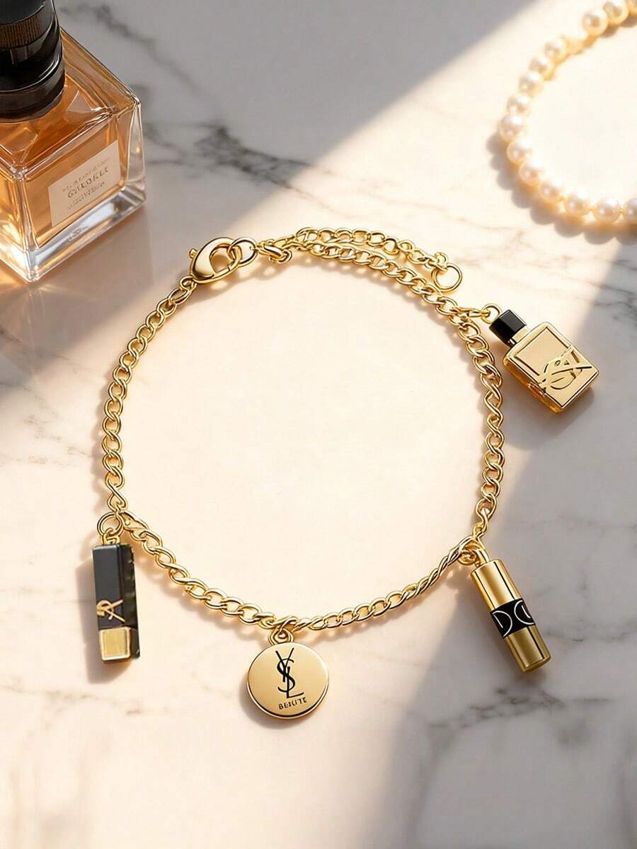 Yves Saint Laurent Pulseira Feminina com Pingente, Apresentando o Logotipo da Marca, Minimalista e Elegante, Doce e da Moda, Adequada para Uso Diário, Presente Perfeito para Feriados e Aniversários