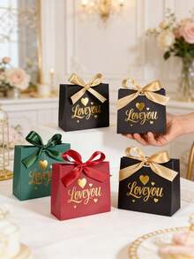 10PCS/1PC/Small Bowknot Gift Box [Including Ribbon] Valentine's Day Gift Box, Packaging Box, Packaging Bag, Can Hold Small Items, For Lovers, For Friends, Suitable For Valentine's Day, Birthdays, Party Gift Boxes