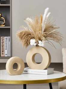 Nordic Minimalist Home Decor Vase, Wedding Centerpiece, Bohemian Donut Shaped Vase, Modern Simple Round Flower Vase For Office Desk, Living Room, Suitable For Decoration - Brown - View 3
