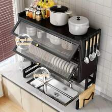 Over The Sink Dish Drainer Drying Rack 4 Tiers With Cover, Keep Kitchen Sink Shlef Organized Space- Saving Dish Drying Rack, Large Drying Rack For Dishes, Glasses, Bowls, Cutlery - Black - View 4