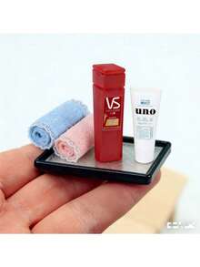 5pcs/Set Doll House Mini Soap And Towel Set, Mini Bathroom Decor Model, Mini Soap And Towel Combo Set, Photography Prop Miniature Scene BJD Prop, Adorable Realistic Mini Soap + Towel Set, Miniature Decoration - Multicolor - View 3