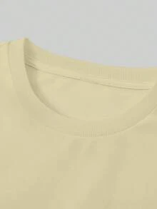 King Letter Crew Neck T-Shirt, Men's Crew Neck T-Shirt, Loose Fit, Comfortable And Breathable T-Shirt For Summer Outdoors, Casual Crew Neck T-Shirt - 卡其色 - 查看 4