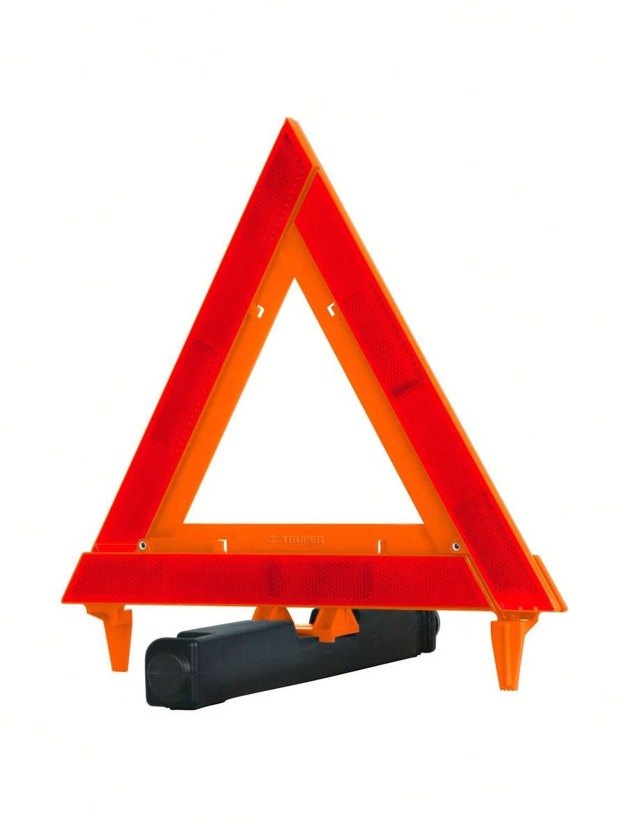Folding Safety Triangle, 29 Cm High With Plastic Case - Orange - View 1