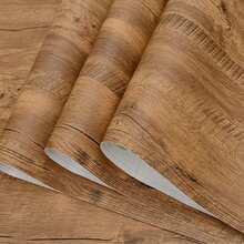 1 Roll Pvc Oil-Proof Wood Grain Sticker Self-Adhesive Wallpaper For Kitchen Countertop Furniture Cabinet Table Wall Renovation - Mocha Brown - View 5