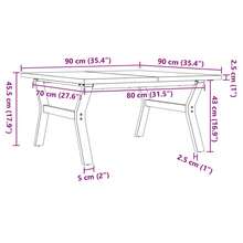 vidaXL Mesa basse cadre en Y 90x90x45,5 cm madera de pino macizo y acero - Marrón - Ver 10