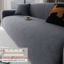 1pc Simple Straight Line Sofa Cover, Anti-Cat Scratch Sofa Slipcover, Dust-Proof Sofa Pad, Simple Dust-Proof Cloth Backrest Sofa Cover, Anti-Slip, Anti-Cat Scratch, Protect Sofa For All Seasons - Dark Grey - View 7
