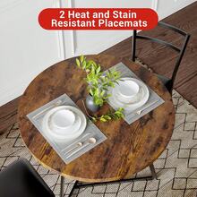 Juego de Comedor de 3 Piezas para 2 Personas – Mesa con Tapa de Imitación Madera y 2 Sillas, Estructura Metálica, Ideal para Espacios Pequeños y Departamentos - Marrón - Ver 1