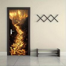 1 Set Gold Fantasy Castle Wall Stickers, Magic Gold Coin Path Decals, Room Bedroom Living Room Decor Stickers, Self-Adhesive Home Wall Creative Layout - Multicolor - View 3