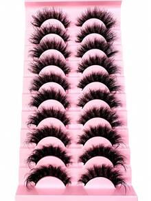 LYBCG New 10Pairs D Curl Volume Russian Volume Natural Fluffy Faux Eyelashes,Classic Cat Eye Mink False Eyelashes, Cross Wispy Dramatic Volume 5D Faux Eyelashes, Soft & Natural-Looking Eyelash Extension Makeup For A Natural Look Strip Lashes,Lashes,Eyelashes,Fake Lashes-RL49 - màu đen - Xem 7