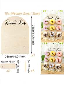 九孔木质甜甜圈展示架，底座式甜甜圈套装，家用甜甜圈展示架，婚礼及新娘送礼会食品展示架，生日派对食品架，木质甜甜圈托架，婴儿派对甜点展示架，乡村风格装饰 - 原木色 - 查看 16