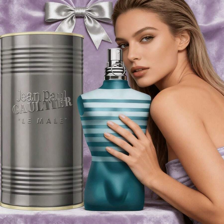 Jean Paul Gaultier Le Male Striped Perfume - Perfect Valentine's Gift For Him | Iconic Silhouette & Rich Fragrance - Blue - View 1
