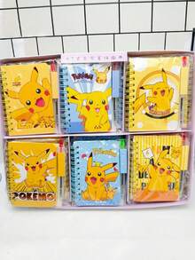 1pc Pokemon Pocket Monster Notebook With 1 Pen, Spiral Bound Memo Pad, Student Gift, Suitable For Holidays, Parties, Small Gifts (Pen And Notebook Are Random Combination) - Multicolor - View 3