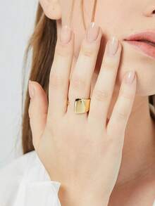 Charm-In 女士镀金立方氧化锆仿珍珠戒指（仿珍珠装饰开口戒指/几何开口戒指/宽边光滑开口戒指可选） - 时尚饰品，适合日常佩戴、约会、通勤，是送给女性的绝佳礼物