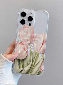 1个郁金香图案透明防震TPU手机壳，可作为节日礼物，兼容iPhone XS/XS Max/XR/11/12/13/14/15/16 Pro/17/Pro Max/14/15/16 Plus，带卡槽 - 無色 - 查看 3
