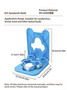 1 Peça Máquina de Fazer Sanduíche de Aço Inoxidável, Molde de Selagem de Café da Manhã, Espremedor de Biscoitos, Ferramenta de Bolso de Torrada, Cortador de Sanduíche Quadrado, Adequado para Uso Doméstico na Cozinha - Multicolorido - Visão 2