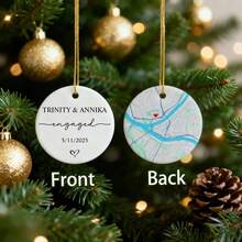 Personalized Engagement Map Ornament, Newlywed Gift Engaged Ornament, Custom WeddingEngagement Location Ornament, Engagement Ornaments Gift,Valentine's Day Gifts - Multicolor - View 7